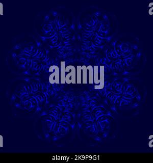 Abstract decorative deep blue shiny background with floral shape. Stock Vector