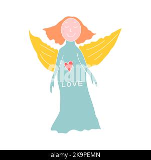 Cute angel figure. Funny religious cartoon character. Vector illustration Stock Vector