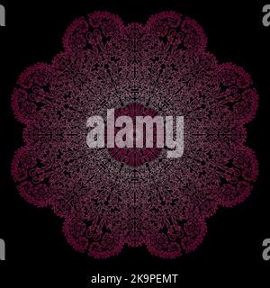 Abstract decorative ornate mandala on dark background. Stock Vector