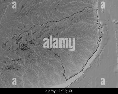 Nampula, province of Mozambique. Grayscale elevation map with lakes and rivers Stock Photo