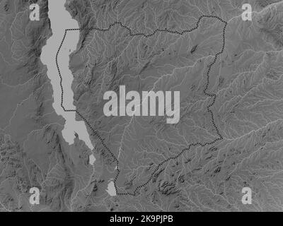 Nassa, province of Mozambique. Grayscale elevation map with lakes and rivers Stock Photo