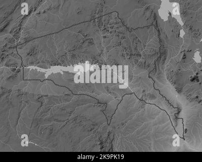 Tete, province of Mozambique. Grayscale elevation map with lakes and rivers Stock Photo