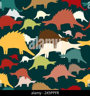 Cartoon colorful inosaur seamless background. Vector illustration. Stock Vector