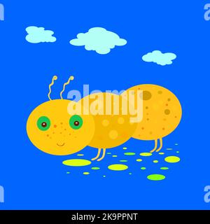 Cute bright cartoon caterpillars. Vector seamless pattern . Stock Vector