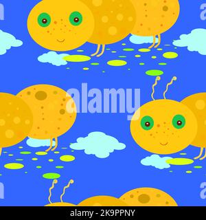 Cute bright cartoon caterpillars. Vector seamless pattern . Stock Vector