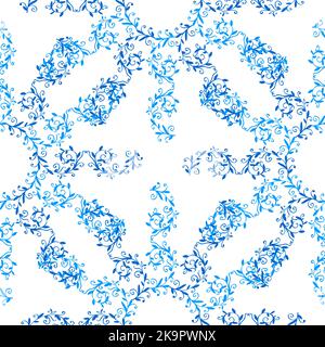 Abstract pattern with blue lacy snowflakes, vector illustration. Stock Vector