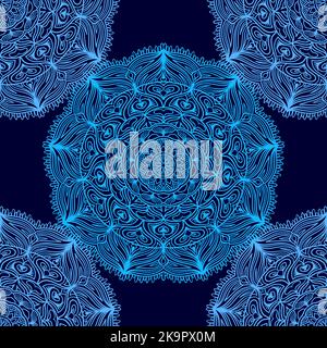 Decorative seamless pattern with abstract lacy mandalas. Stock Vector
