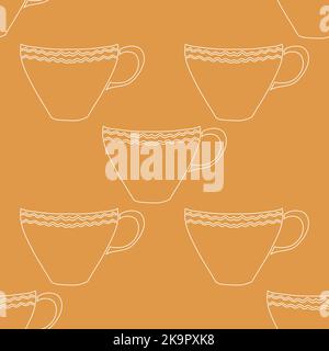 Seamless pattern with colorful hand drawn tea cups. Stock Vector