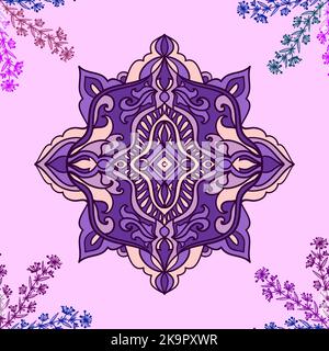 Seamless pattern with ornamental and herbal motifs. Stock Vector