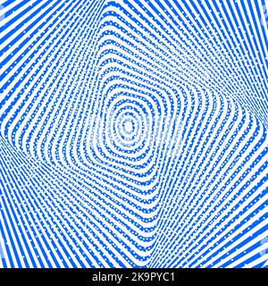 Abstract twisted background. Optical illusion of distorted surface. Twisted blue stripes with white dots. Vector illustration. Stock Vector