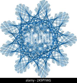 Blue stylized snowflake. Decorative ornamental design element. Stock Vector