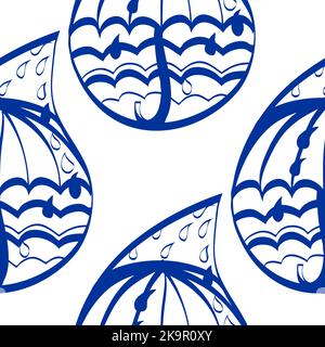 Hand drawn seamless pattern with stylized raindrops Stock Vector
