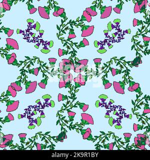 Seamless background with hand drawn colorful wildflowers Stock Vector