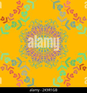 Abstract seamless vector background. Mandala doodle pattern with hand-drawn ethnic motifs. Stock Vector