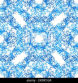 Abstract pattern with blue lacy snowflakes, vector illustration. Stock Vector