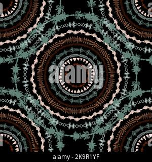Abstract seamless decortaive pattern with colorful ornaments. Stock Vector