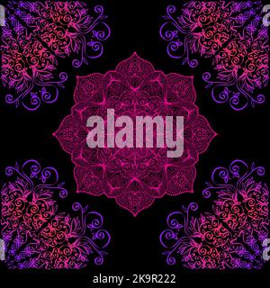 Abstract seamless vector background. Mandala doodle pattern with hand-drawn ethnic motifs. Stock Vector