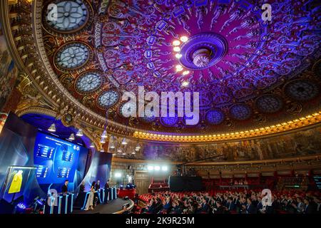 Bucharest, Romania - October 18, 2022: 2023 Under-21 EURO final tournament draw. This image is for editorial use only. Stock Photo