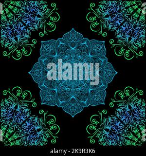 Abstract seamless vector background. Mandala doodle pattern with hand-drawn ethnic motifs. Stock Vector