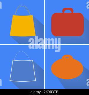 Vector design element in flat style. Set of shopping bags. Stock Vector