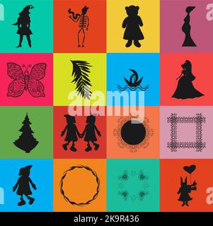 Vector design element in flat style. Different objects. Stock Vector