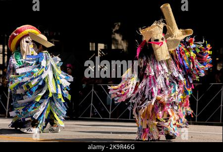 Viva la Vida Day of the Dead (Dia de los Muertos) Parade in Austin, Texas hosted by the Mexicarte Museum. Stock Photo