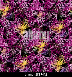 Seamless background with hand drawn colorful wildflowers Stock Vector