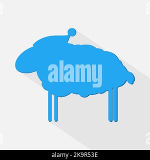 Vector design element in flat style. Blue sheep silhouette. Stock Vector