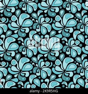 Abstract seamless floral pattern on a black background. Stock Vector