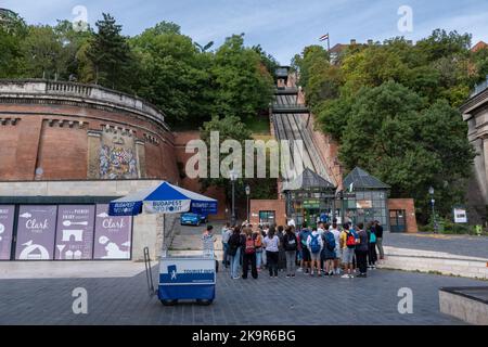 Budapest, Hungary - 2 September 2022: Funicular train to Buda Castle in Budapest Stock Photo