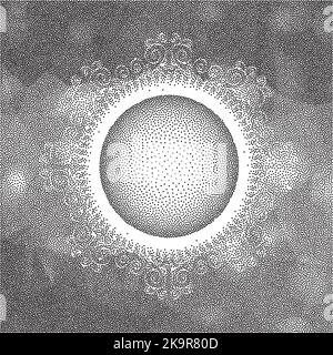 Abstract grunge dotted background with frame, vector design element. Stock Vector
