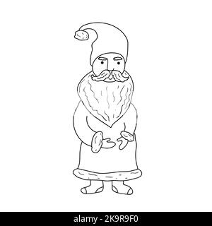 Christmas coloring book page. Funny hand drawn Santa illustration Stock Vector