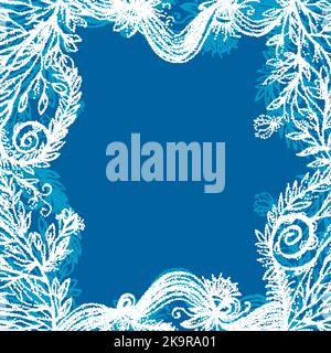 Dotted decorative floral frame,hand drawn template with empty space for text. Stock Vector