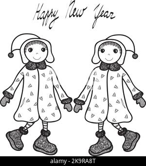 Two girlfriends. Sketch. Vector illustration Elements for design Stock Vector