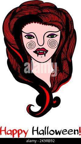 Charming vampire girl. Happy Halloween decorative card Stock Vector