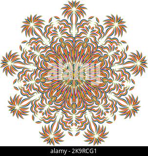 Abstract stylized multicolored line mandala pattern. Round decorative ornament design. Stock Vector