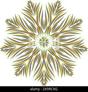 Abstract stylized mandala pattern. Round decorative ornament design. Colorful lacy snowflake. Stock Vector
