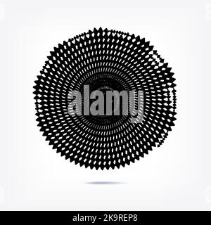 Stripe circle background. Dynamic motion zigzag swirl shape. Abstract pattern. Radial graphic element. Stock Vector