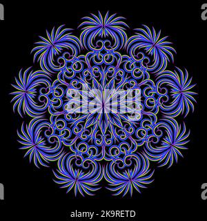 Abstract stylized multicolored line mandala pattern. Round decorative ornament design. Stock Vector