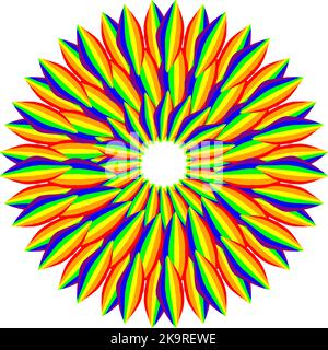 Abstract stylized rainbow frame. Round decorative ornament design. Stock Vector