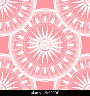 Abstract design element. Seamless round shape pattern.Colorful texture. Decorative cover, surface in pink and white colors. Stock Vector