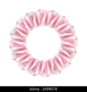 Vector abstract frame. Floral wreath of red tulips. Hand drawn botanical design element. Stock Vector