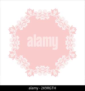 Vector abstract frame on white background. Lacy floral decorative design element. Stock Vector