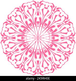 Hand-drawn doodle pattern in circle. Decorative lacy mandala or snowflake. Design element for prints, greting cards, adult coloring book, invitations, Stock Vector