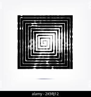 Striped twisted background. Abstract square pattern. Radial graphic element. Stock Vector