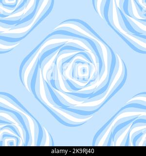 Seamless monochrome optical illusion background. Twisted striped distorted shapes. Abstract light colorful texture. Stock Vector