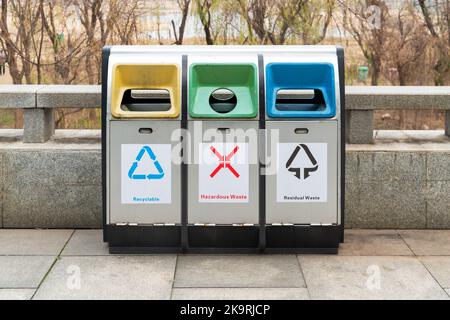 Garbage Collection Features waste collection compartments by categories for recycling Stock Photo ...