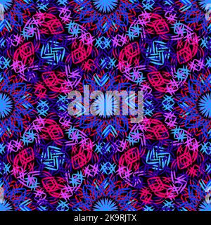 Seamless colorful pattern with ornaments. Stylized decorative shapes. Stock Vector
