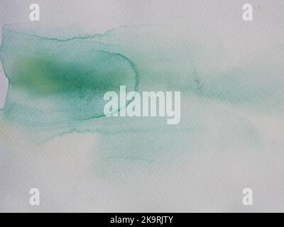 Color gradient from green on white surface , Illustration abstract and bright background from watercolor hand draw on paper Stock Photo