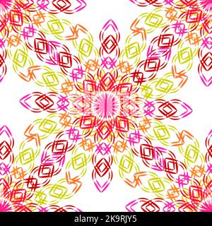 Seamless colorful pattern with ornaments. Stylized decorative shapes. Stock Vector